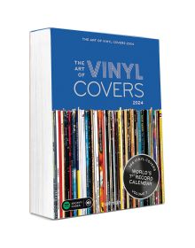 Book cover of The Art of Vinyl Covers 2024, with a shelf of records. Published by Seltmann Publishers.