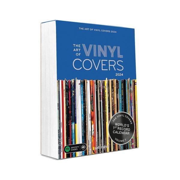 Book cover of The Art of Vinyl Covers 2024, with a shelf of records. Published by Seltmann Publishers.