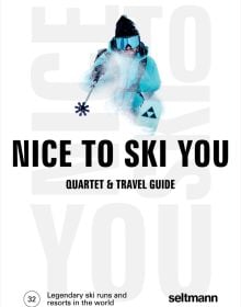 Box cover of Nice To Ski You: Quartet & Travel Guide, featuring a skier moving down the slopes at speed. Published by Seltmann Publishers.