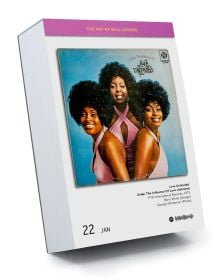 Calendar cover of The Art of Soul Covers, with a shelf of vinyl records. Published by Seltmann Publishers.