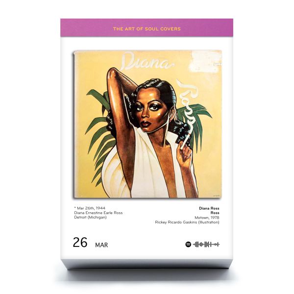 Calendar cover of The Art of Soul Covers, with a shelf of vinyl records. Published by Seltmann Publishers.