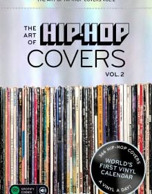 Calendar cover of The Art of Hip Hop Covers Vol. 2, with a shelf of vinyl records. Published by Seltmann Publishers.