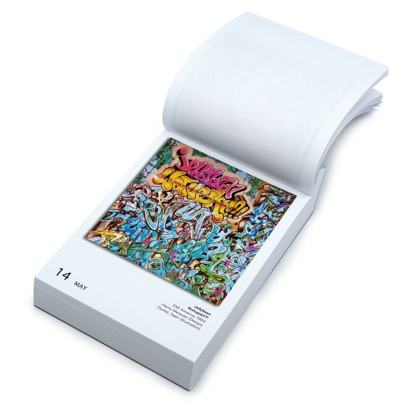 Calendar cover of The Art of Hip Hop Covers Vol. 2, with a shelf of vinyl records. Published by Seltmann Publishers.