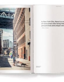 Book cover of Mendo's New York City, with tops of skyscrapers and The Empire State Building. Published by teNeues Books.