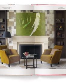 Book cover of Architecture and Design Review: The Ultimate Inspiration - From Interior to Exterior, with an interior room with large painting on wall, and modern light fittings. Published by teNeues Books.