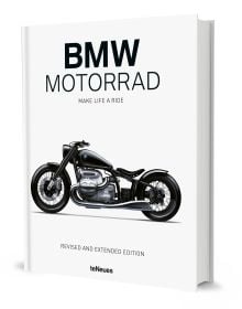 Book cover of BMW Motorrad: Make Life a Ride, featuring a Motorrad Concept R18. Published by teNeues Books.