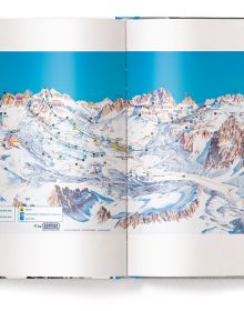 Book cover of The Ultimate Ski Book, featuring the former World Cup alpine ski racer Andreas Wenzel, with female skier. Published by teNeues Books.