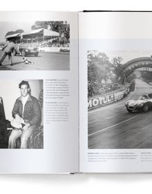 Book cover of The Jaguar Book, featuring a cream Jaguar XK140 classic sports car with spoke wheels. Published by teNeues Books.