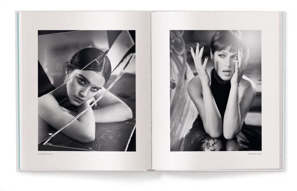 Book cover of Vincent Peters: Selected Works, featuring a black and white head and shoulders portrait of actress Emma Watson with face covered in white. Published by teNeues Books.