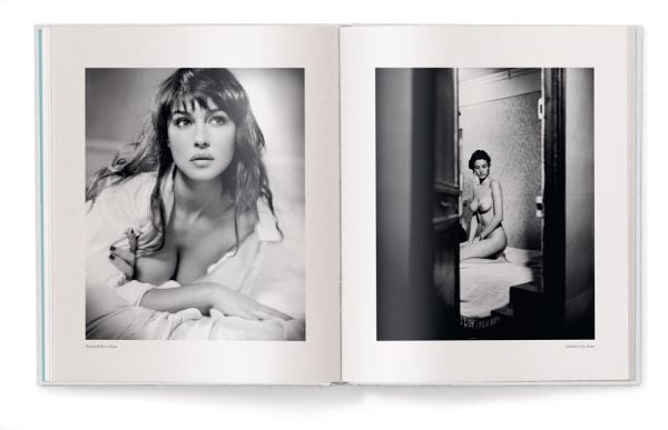 Book cover of Vincent Peters: Selected Works, featuring a black and white head and shoulders portrait of actress Emma Watson with face covered in white. Published by teNeues Books.