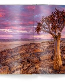 Book cover of Chasing Light, with the sun peaking through mountain landscape. Published by teNeues Books.