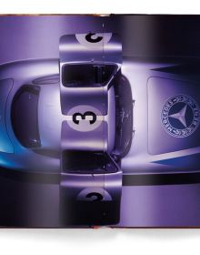 Postcard box cover of Mercedes-Benz 300 SL: Art Cards, featuring a Mercedes Benz 300L two seater sports car, with drivers gull wing doors open. Published by teNeues Books.