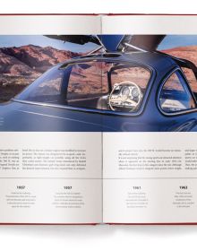 Book cover of IconiCars Mercedes-Benz 300 SL, featuring the front of red Mercedes-Benz 300 SL with open gullwing doors. Published by teNeues Books.