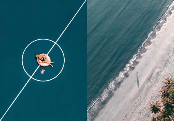 Book cover of Minimalism in Photography: The Original, with a corner of outside swimming pool, with cream deck chair, and a clock on orange wall behind. Published by teNeues Books.