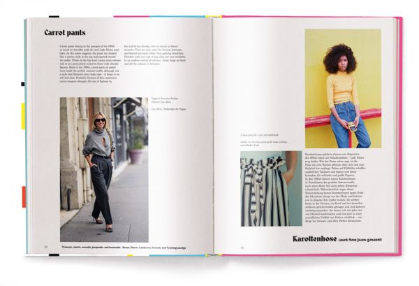 Book cover of Déjà vu Style: Fashion trends that made a comeback, with a fashion model wearing 60s shift dress, with yellow tights and pink platform shoes. Published by teNeues Books.