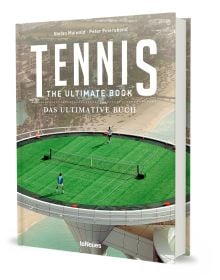 Book cover of Tennis, featuring the world's highest Tennis court on top of the Burj Al Arab in Dubai. Published by teNeues Books.