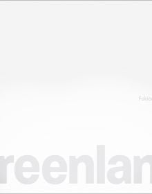 'GREENLAND', in grey font to bottom edge of white landscape book cover, by teNeues Books.