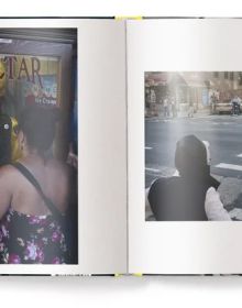 Book cover of New York Unseen, with the view of a window of packed commuter train, with passenger wearing clown mask. Published by teNeues Books.