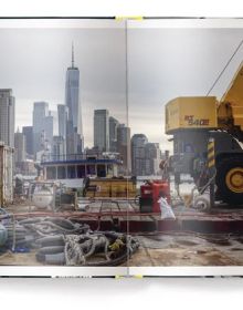 Book cover of New York Unseen, with the view of a window of packed commuter train, with passenger wearing clown mask. Published by teNeues Books.