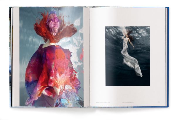 Book cover of Barbara Cole, Between Worlds, with three female models in long floaty dresses photographed underwater. Published by teNeues Books.
