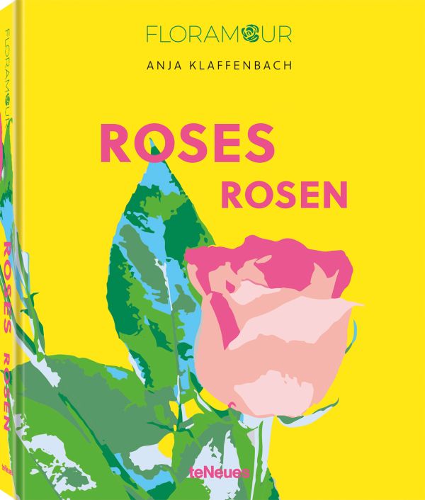 Book cover of Roses, with a single light pink rose. Published by teNeues Books.