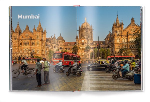 Book cover of Megacities, Living in the World's Largest Cities, with city landscapes appearing through the book's title letters. Published by teNeues Books.