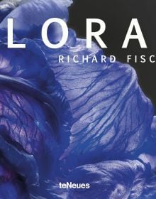 Close-up of purple petals of flower showing veins, on cover of 'Floral', by teNeues.