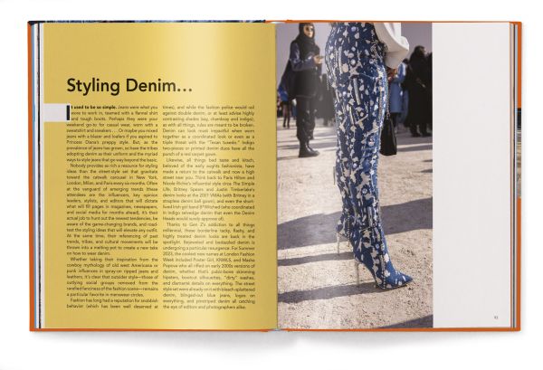 Book cover of It’s All About Denim, with blue denim jacket. Published by teNeues Books.