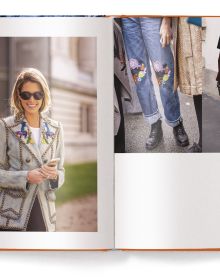 Book cover of It’s All About Denim, with blue denim jacket. Published by teNeues Books.