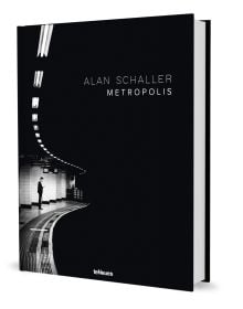 Book cover of Metropolis, with a low-lit underground metro station with lone commuter standing on the platform. Published by teNeues Books.