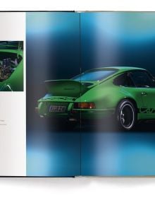 Book cover of Porsche - A Passion for Power, Iconic Sports Cars since 1948, with front end of silver Porsche 356/1 and silver Porsche Vision 357. Published by teNeues Books.
