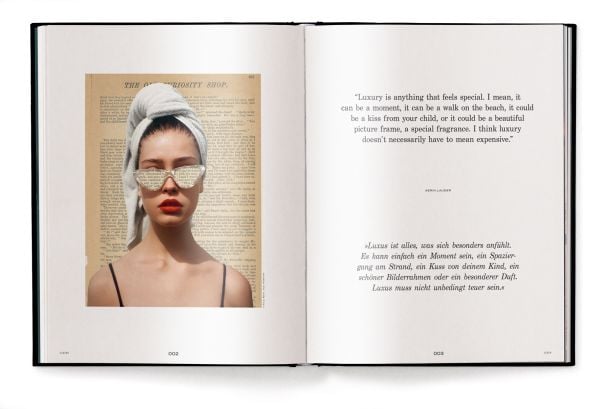 Black textured cover with gold capitalised font to top of 'Luxury', by teNeues Books.