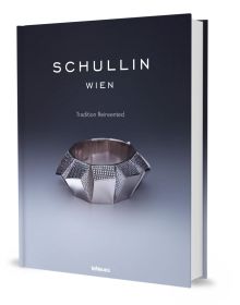 Book cover of Schullin, Tradition Reinvented, featuring a chunky silver bangle encrusted with small diamonds. Published by teNeues Books.