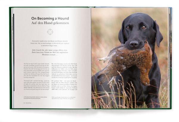 Book cover of Hunting: The Ultimate Book, with a dead pheasant, hare and pigeon strung upside down. Published by teNeues Books.