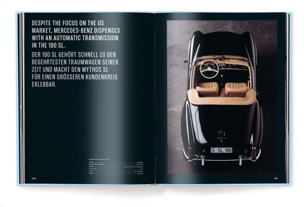 Book cover of Michael Köckritz's car guide, Mercedes-Benz Milestones, featuring a silver Mercedes-Benz 300 SLR gullwing Uhlenhaut, with doors open. Published by White Star.