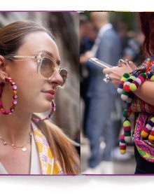 Book cover of Suzanne Middlemass's It’s All About Accessories, with a model wearing a yellow jacket and two large brooches to right lapel. Published by teNeues Books.