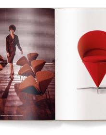 Book cover of Space Age Design: Icons of the Movement, featuring futuristic furniture. Published by teNeues Books.