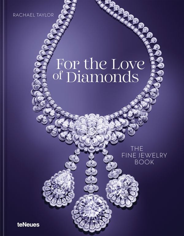 Book cover of For the Love of Diamonds: The Fine Jewelry Book, with Garden of Kalahari high jewellery diamond necklace. Published by teNeues Books.