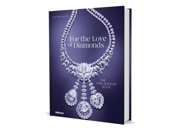 Book cover of For the Love of Diamonds: The Fine Jewelry Book, with Garden of Kalahari high jewellery diamond necklace. Published by teNeues Books.