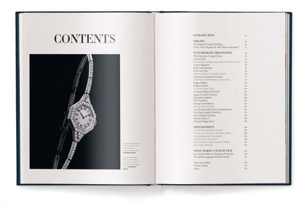 Book cover of The Wonderful World of Women's Watches: Beauty Beyond Time, featuring the Serpenti Misteriosi watch in rose gold specially made by Bulgari and worn by Elizabeth Taylor. Published by teNeues Books.