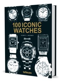 Book cover of Gisbert L. Brunner's 100 Iconic Watches, with eight silver watch models. Published by teNeues Books.