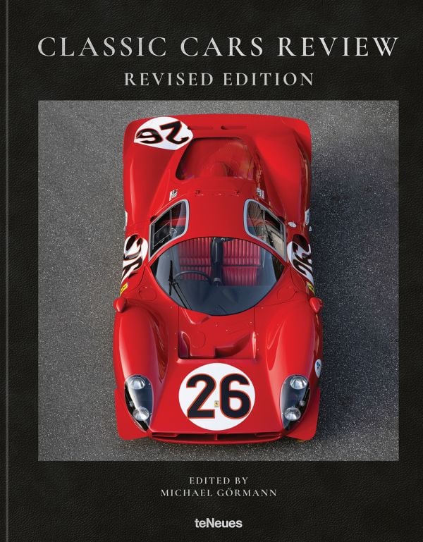 Book cover of Classic Cars Review: Revised Edition; featuring a red Ferrari from the 60s. Published by teNeues Books.