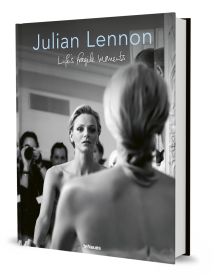 Book cover of Life's Fragile Moments: Julian Lennon, with Princess Charlene facing a mirror in her wedding dress. Published by teNeues Books.