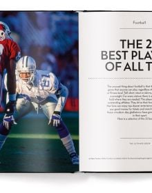 Book cover of American Football: The Ultimate Book, with a brown American football with white stitching to centre. Published by teNeues Books.