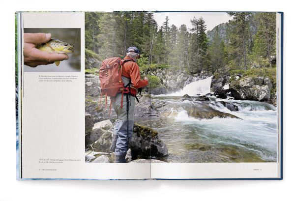 Book cover of Fishing: The Ultimate Book, with a fisherman sitting on a rock in the middle of a fast flowing river. Published by teNeues Books.