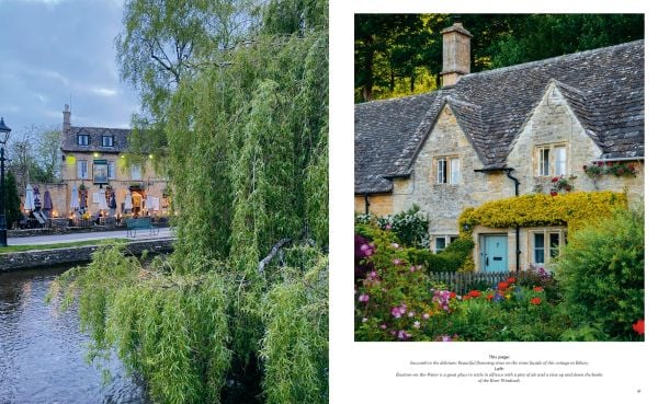 Book cover of Charming England, featuring purple wisteria hanging above a wood door. Published by teNeues Books.