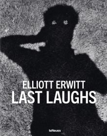 Book cover of Last Laughs, featuring the silhouette of a figure with two flowers placed where the eyes are. Published by teNeues Books.