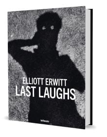 Book cover of Last Laughs, featuring the silhouette of a figure with two flowers placed where the eyes are. Published by teNeues Books.