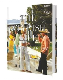 Book cover of The Stylish Life: Cocktail Parties, with four people at a 1970s pool party. Published by teNeues Books.
