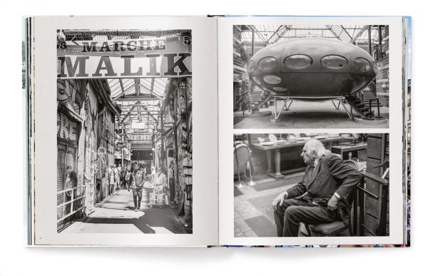 Book cover of Paris Blues, with a couple embracing, and a push bike on a stand behind them. Published by teNeues Books.